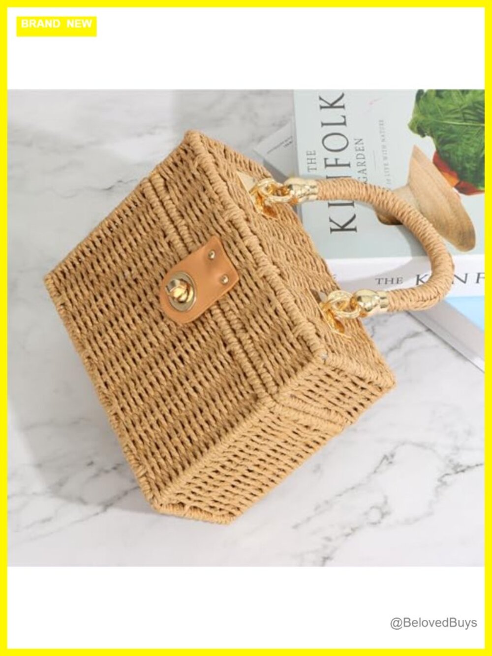 Woven Paper Straw Tote Bag Summer Beach Rattan Crossbody Shoulder - Picture 3 of 7